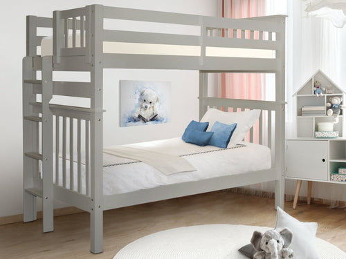 OPEN BOX Bunk Beds Tall Twin over Twin End Ladder, Gray