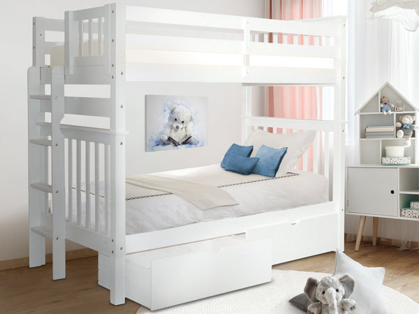 Bunk Bed Tall Twin over Twin End Ladder White with Drawers for only $689