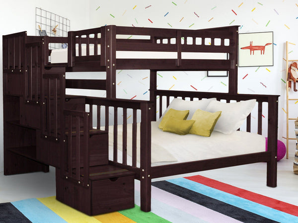 This Twin over Full Stairway Bunk Bed in Dark Cherry will look great in your home