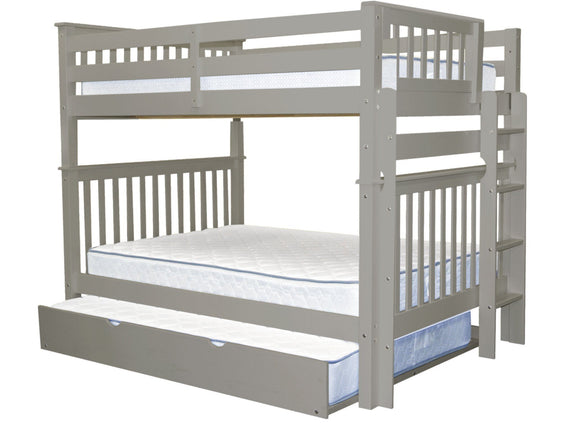 Bunk Beds Full over Full Ladder, Full Trundle, Gray