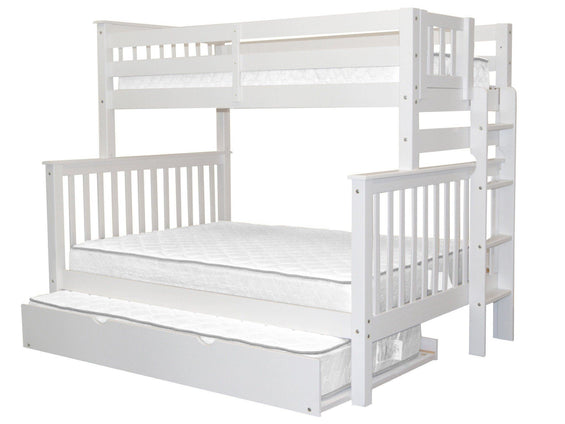 Bunk Beds Twin over Full Ladder, Twin Trundle, White