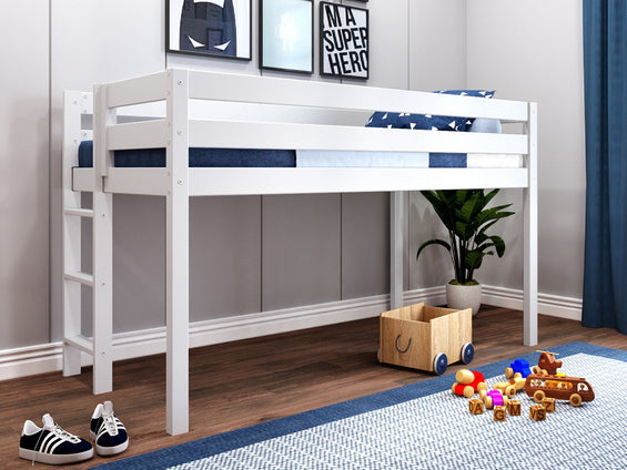 JACKPOT Twin Low Loft Bed, White at Bunk Bed King