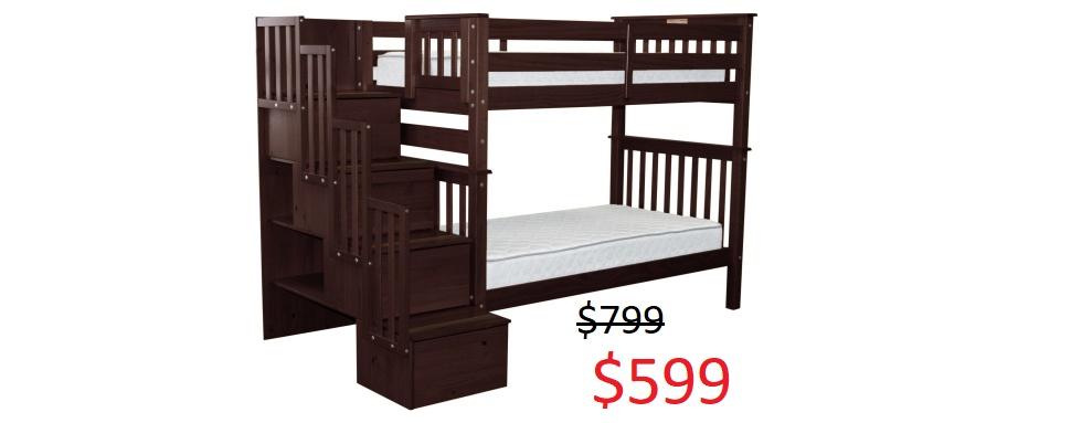 Bunk Beds with Ladders and Drawers from $499